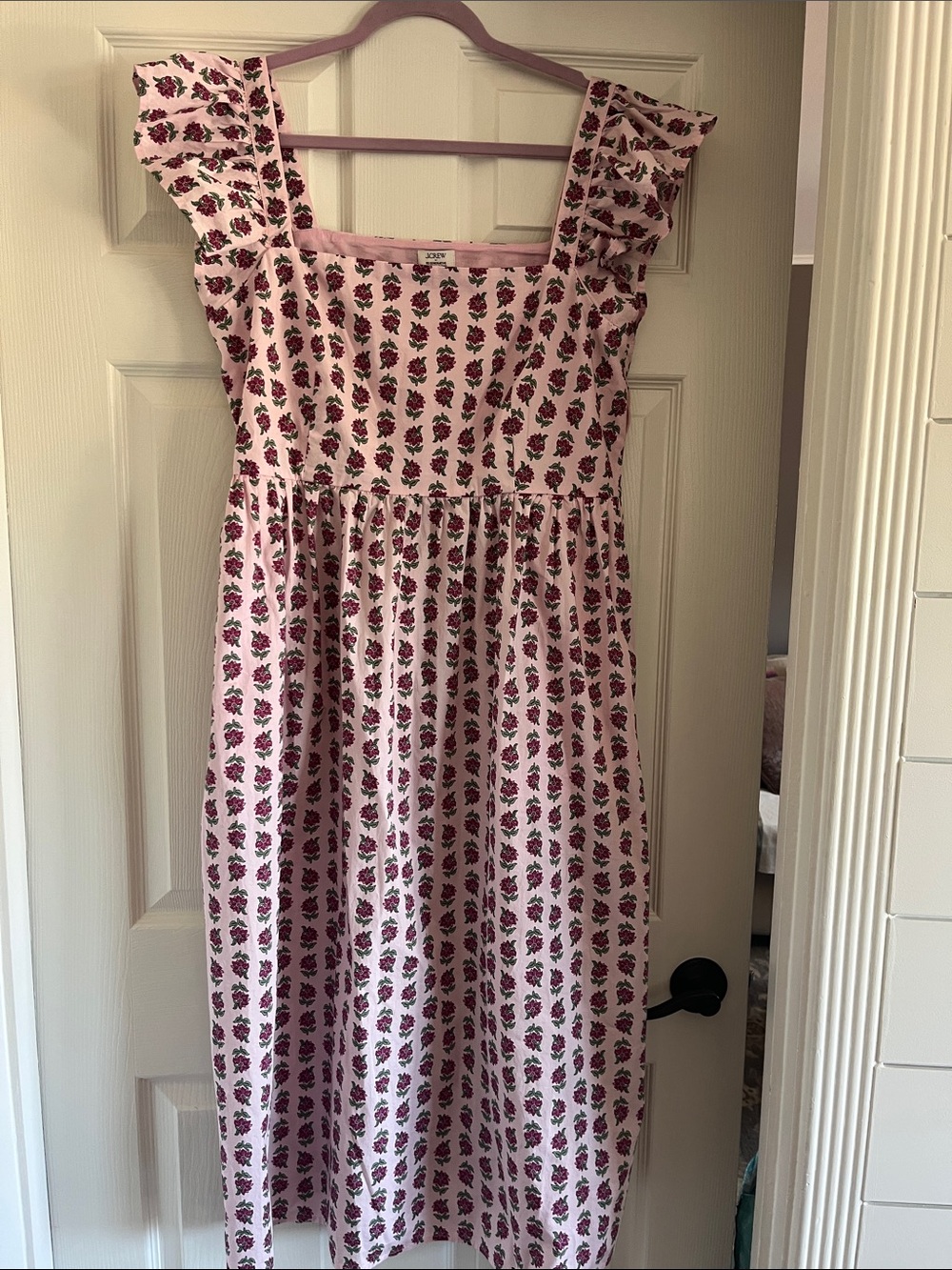 J. Crew Pink Floral Cotton Blend Midi Dress NWT Size 14 - Picture 4 of 11